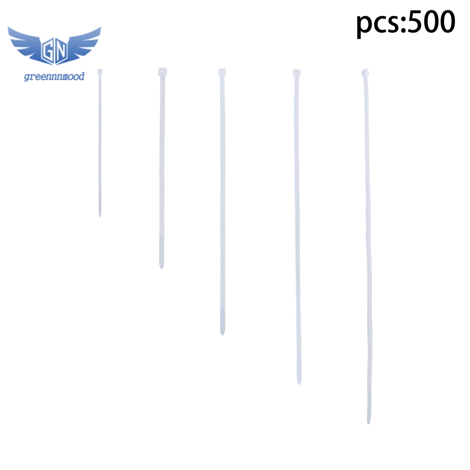 Cable ties: 6+8+12+14+18 inches, Self-Locking Nylon Cable Ties, Black, 500 Pcs