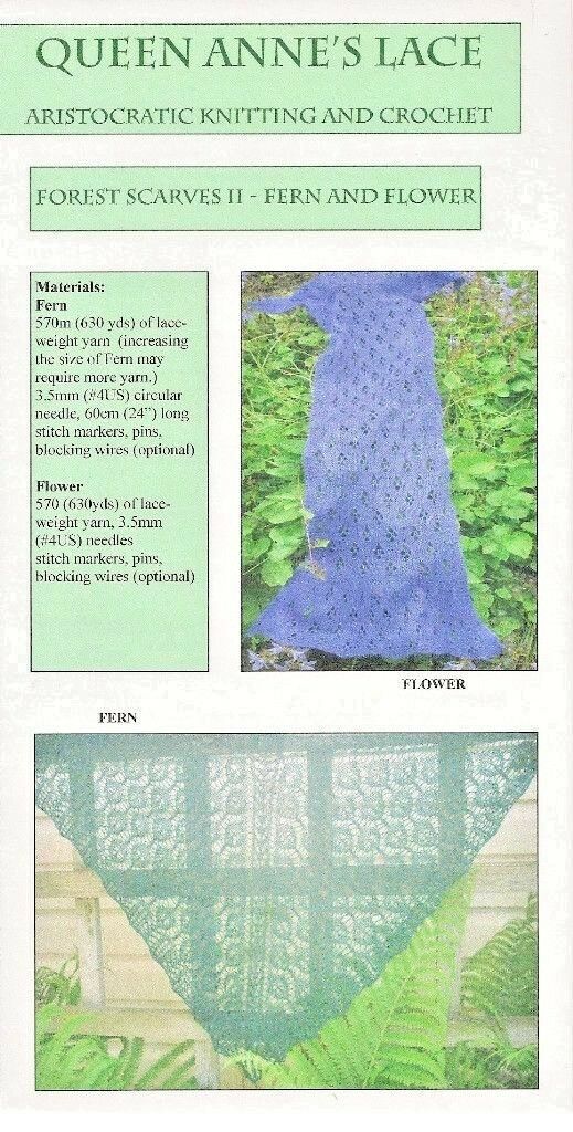 GORGEOUS LACE FLOWERS AND FERNS SCARF & SHAWL to KNIT by ANNE CORCORAN