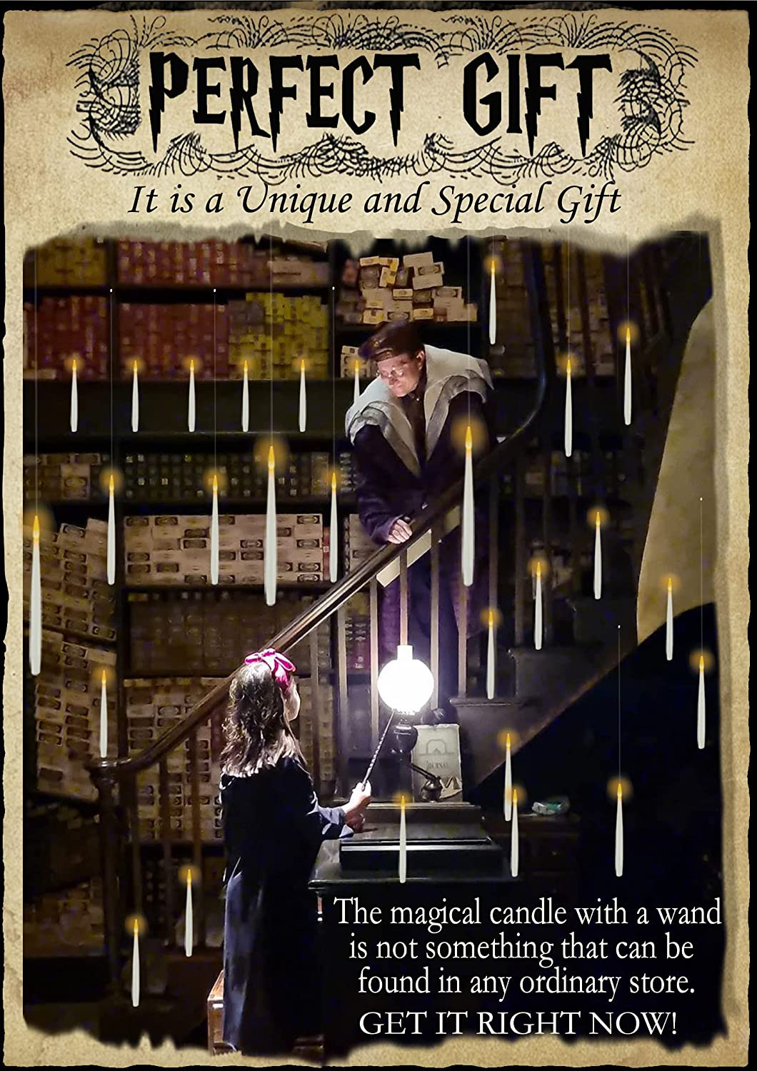 Floating Candles with Wand, 20 Pcs Magic Hanging Candles, Flickering Warm Light