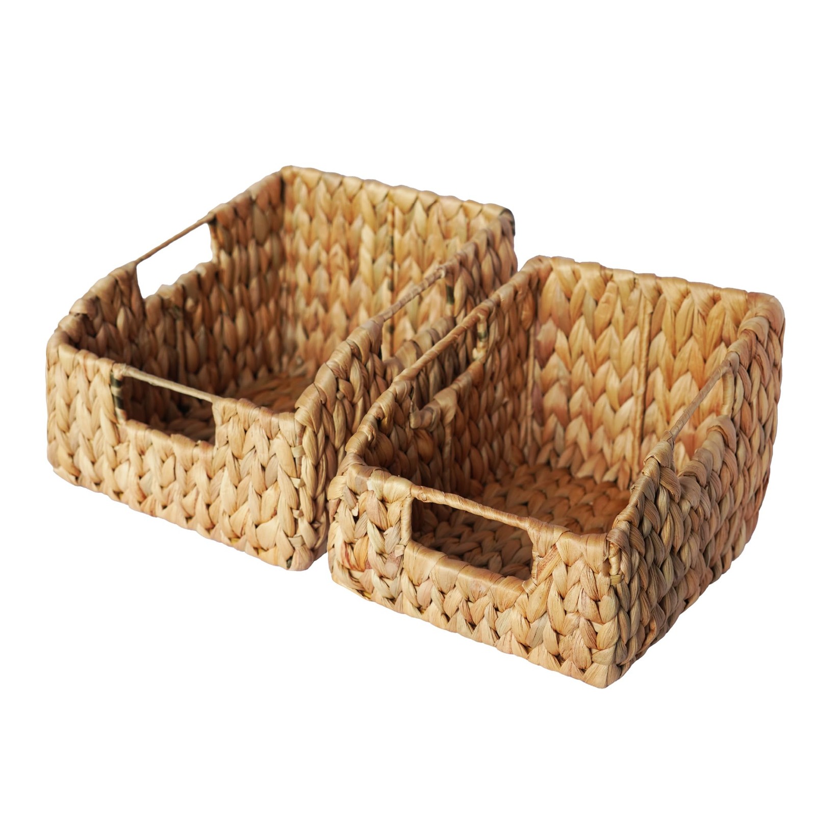 2 PCS 10.2x8.7 Inch Wicker Pantry Basket Water Hyacinth Woven Handles