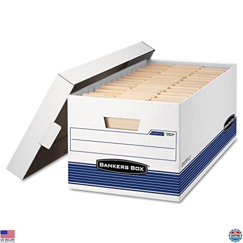 Bankers Box 00701 Stor/File Storage Boxes with Lid, Letter Size, 12 Pack, White