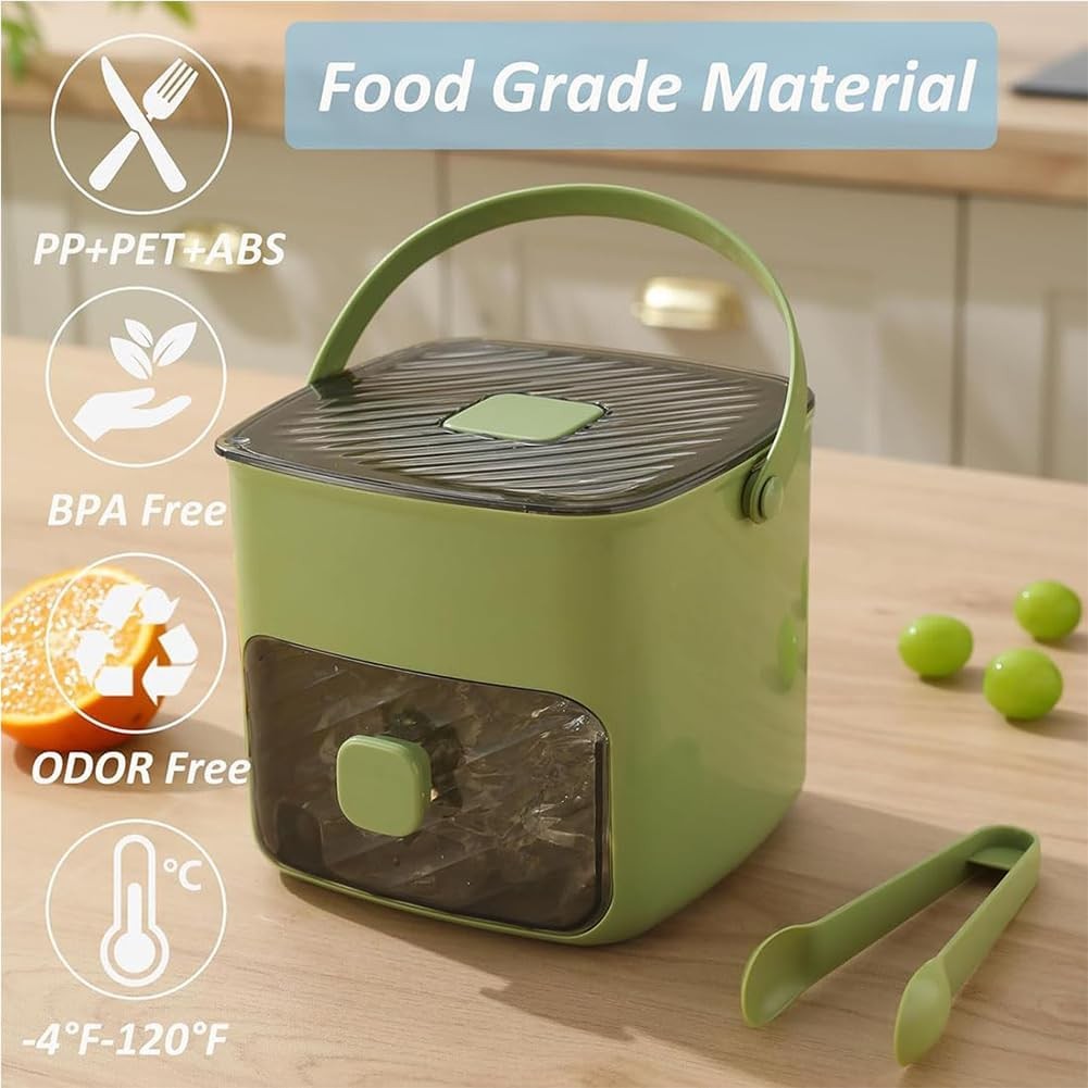 48 Cube Handled Double Layer Ice Maker Box w/ Press Lid for Freezer&DIY Beverage