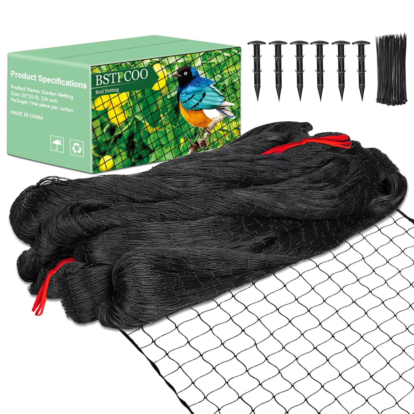 BSTPCOO 25'x25' Bird Netting for Chicken Coop, 25'×25'-3/4'', Multicolor