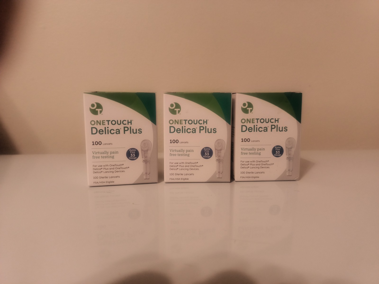 OneTouch Delica Plus Lancets 33 Gauge Extra Fine 5- 100 Count Boxes 500 Total