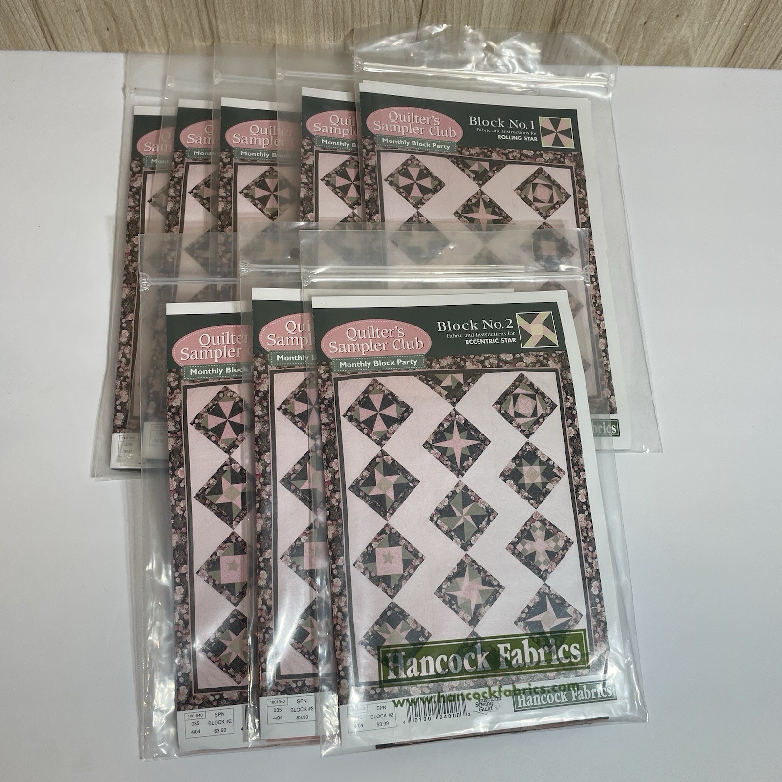 8 Quilter's Sampler Club Quilt Blocks includes fabric & instructions Blocks 1-2
