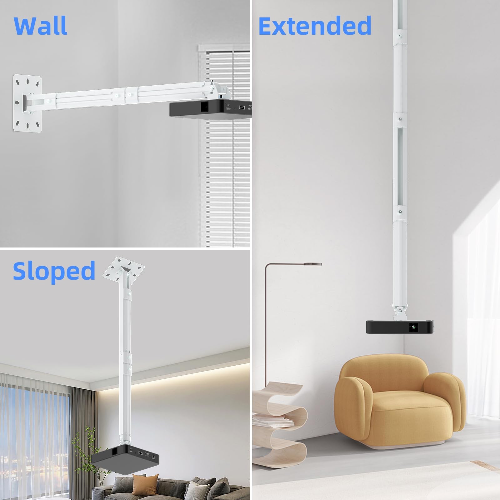 49inch Extended Mini Projector Ceiling Mount Adjustable Wall Mount with Threa...