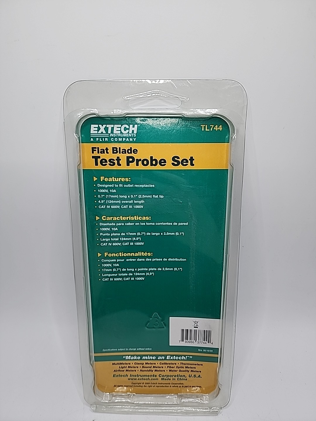 Extech TL744: Flat Blade Test Probe Set
