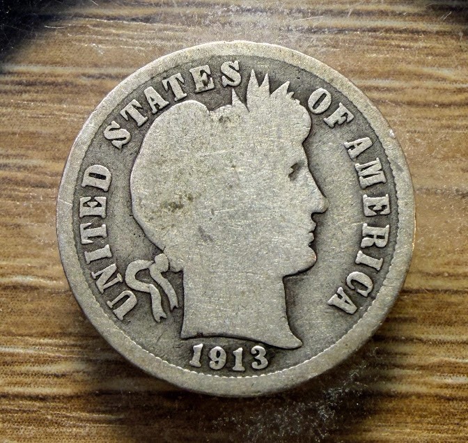 1913-P Barber Dime - Actual Silver Coin Shown - Free Shipping & Tracking INV319