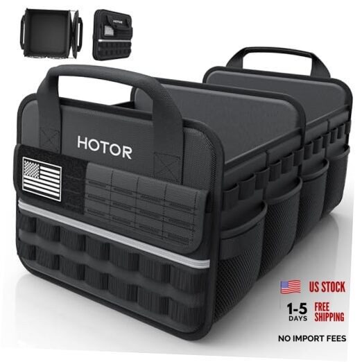 Tactical Car Trunk Organizer - Foldable Trunk Organizer for SUV Medium Black
