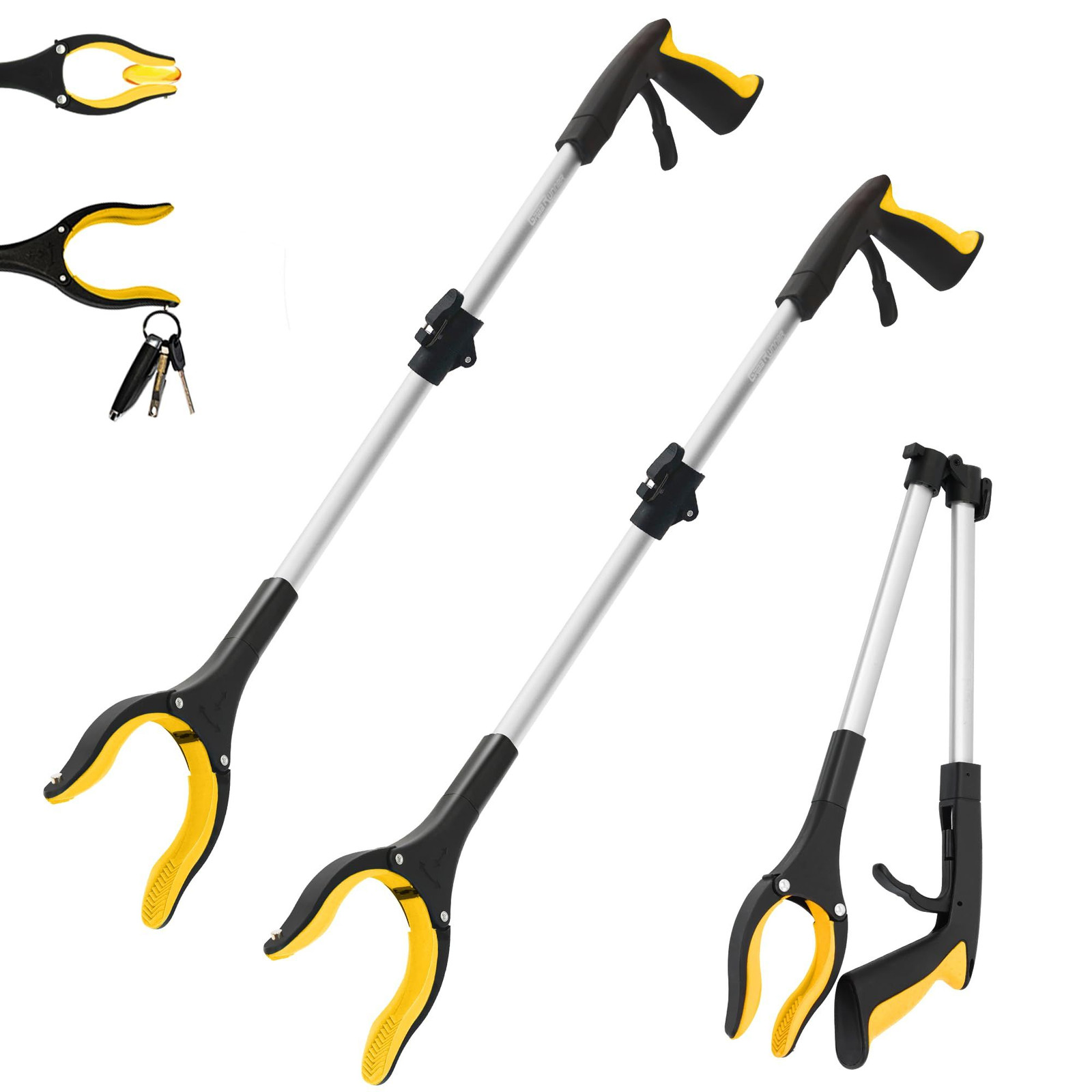 2 Pack 32 inch GrabRunner Reacher Grabber Tool with Yellow(pack of 2)