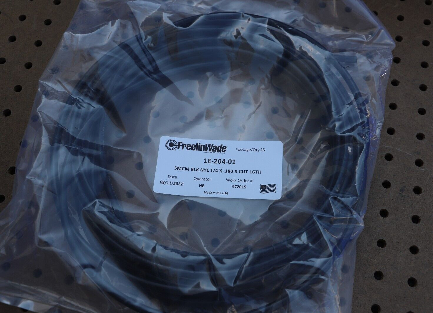 FREELINWADE 1E-204-01 5MCM BLACK NYLON TUBE 1/4 × .180 × 25'