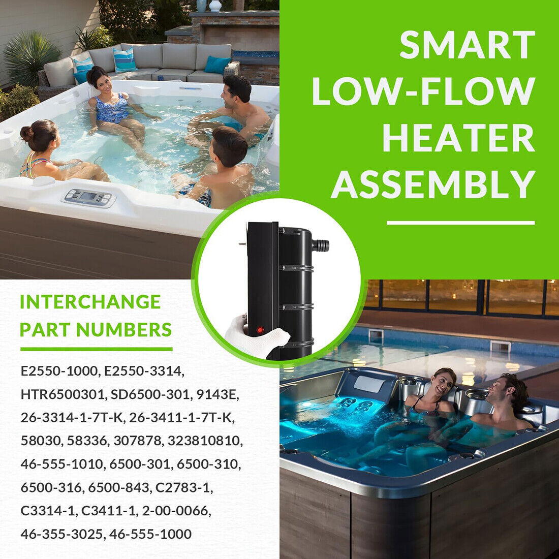 Lo-Flo Heater for Sundance/Jacuzzi Spa Hot Tubs 5.5kW w/Hi Limit Sensor 6500-310
