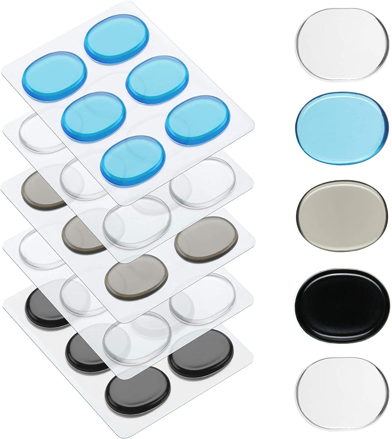 Fiada 30 Pieces Drum Dampeners Gels 30, Transparent White, Black, Blue, Gray