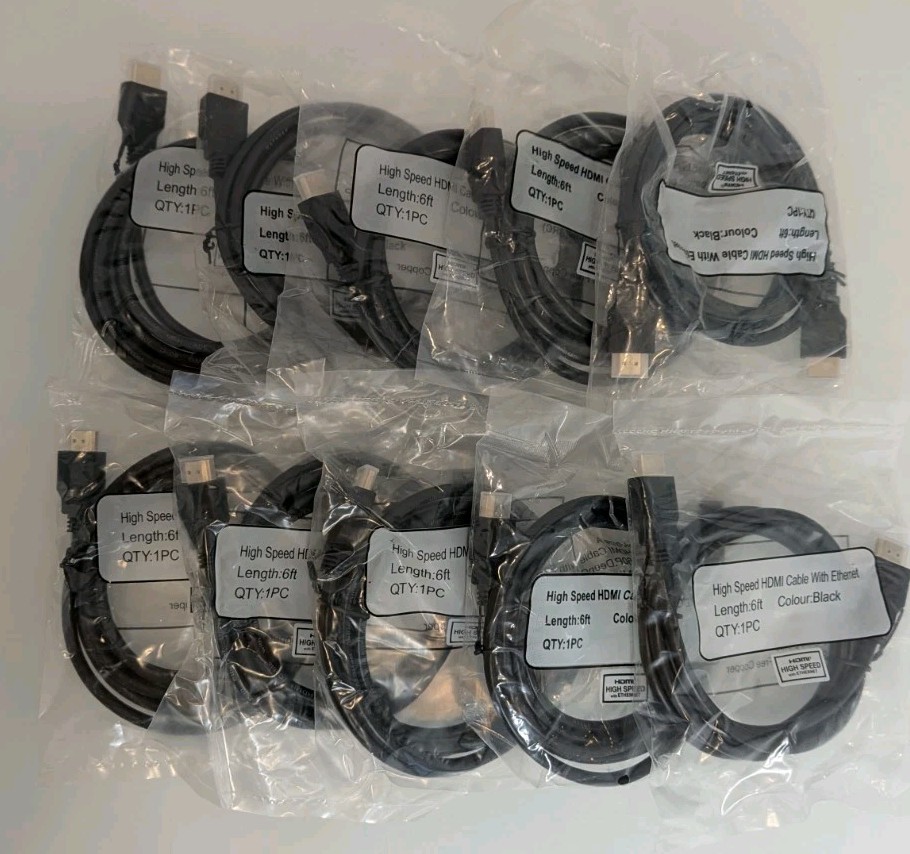 (10-Pack) HDMI 6FT CABLE 24K GOLD PLATED 4K TRIPLE SHIELD ARC Type A