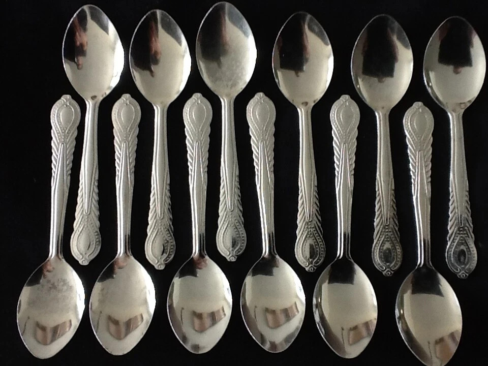 12 Sugar Spoons Coffee Tea Spoon Stainless Steel Mini Small Dozen 4 inch