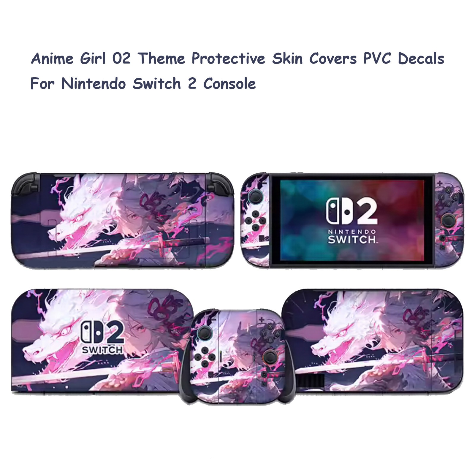 Anime Girl 02 Theme Protective Skin Covers PVC Decals For Nintendo Switch 2