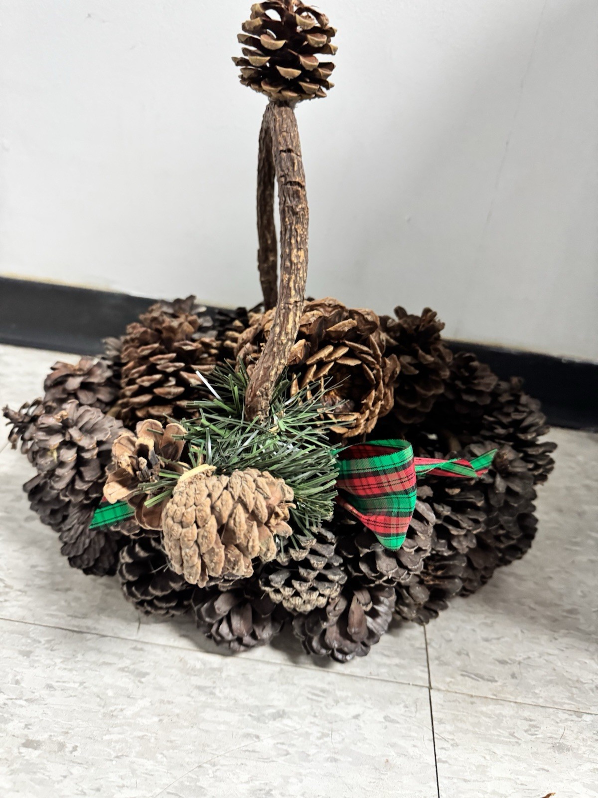 Rustic Wooden Pinecone Basket