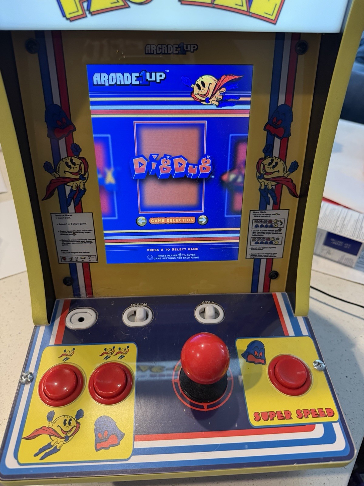 Arcade 1UP Super PAC-Man Counter Top Machine 4 Games - Tested & Working! PICKUP