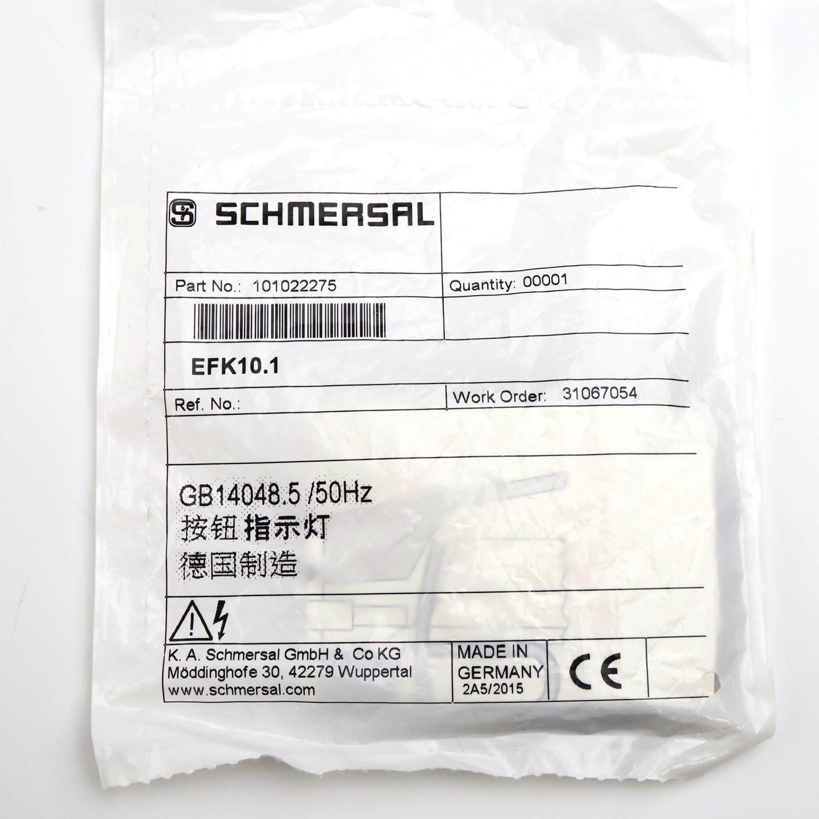 Schmersal contact element EFK10.1 101022275 original packaging