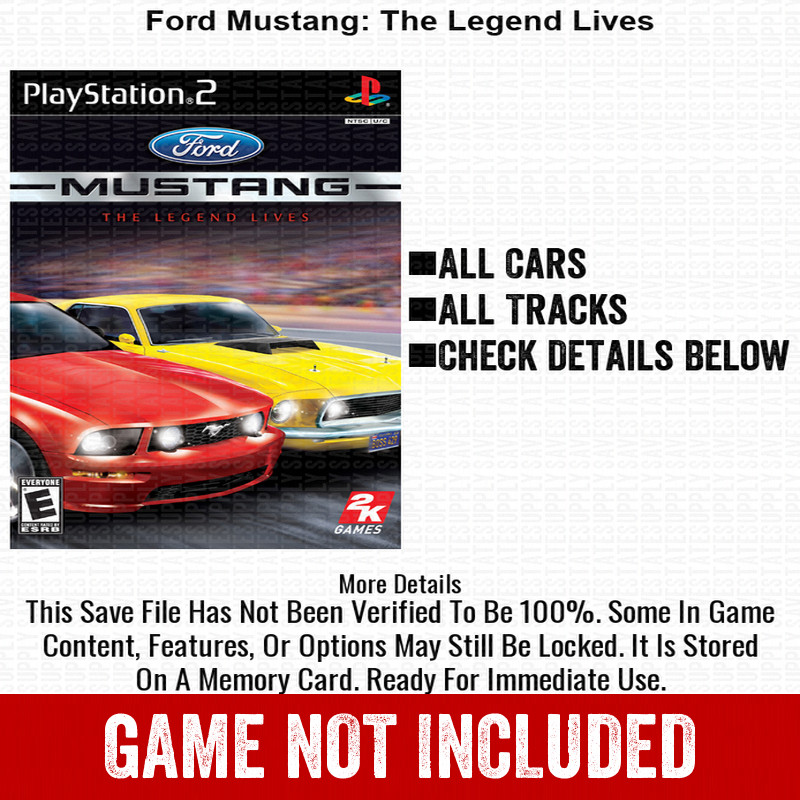 Ford Mustang The Legend Lives 100% PS2 Memory Card All CHEATS ITEMS