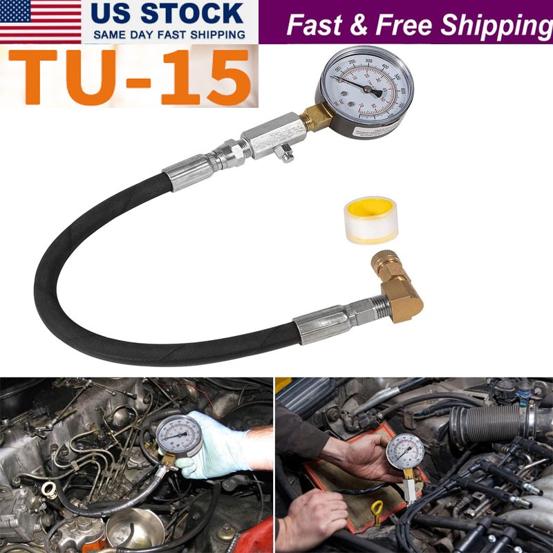 TU-15 Diesel Compression Tester Fuel Pressure Test Tool Gauge 0-1000 PSI 2 1/4’’
