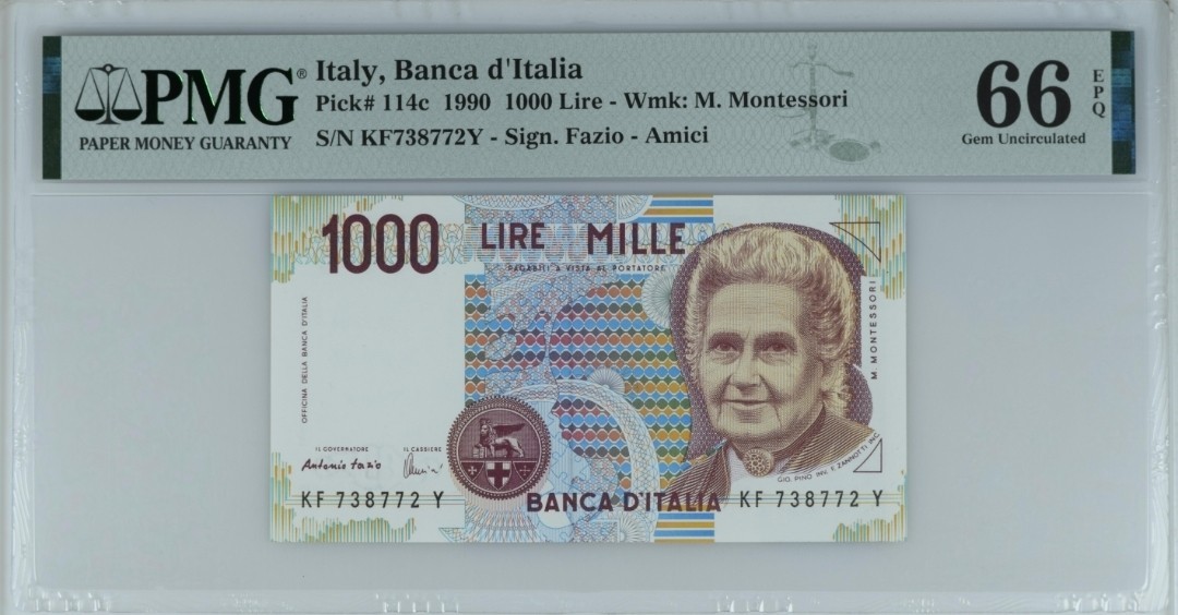 1000 Lire 1990 Italy Banca d Italia PMG 66 EPQ UNC  P 114c