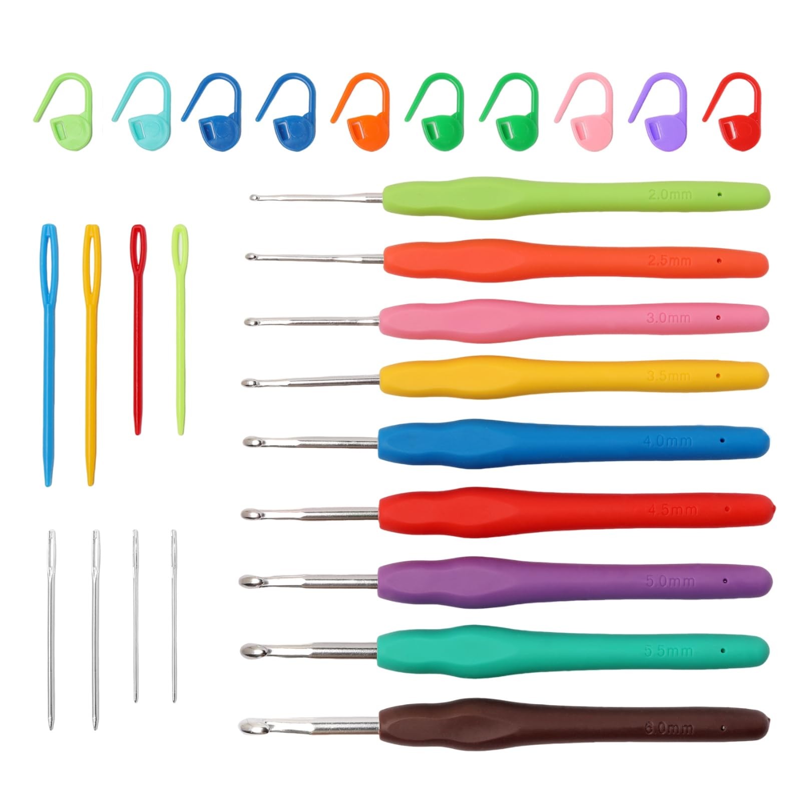 9PCS Ergonomic Crochet Hooks Set by – Aluminum Crochet Hook Set with Soft Sil...