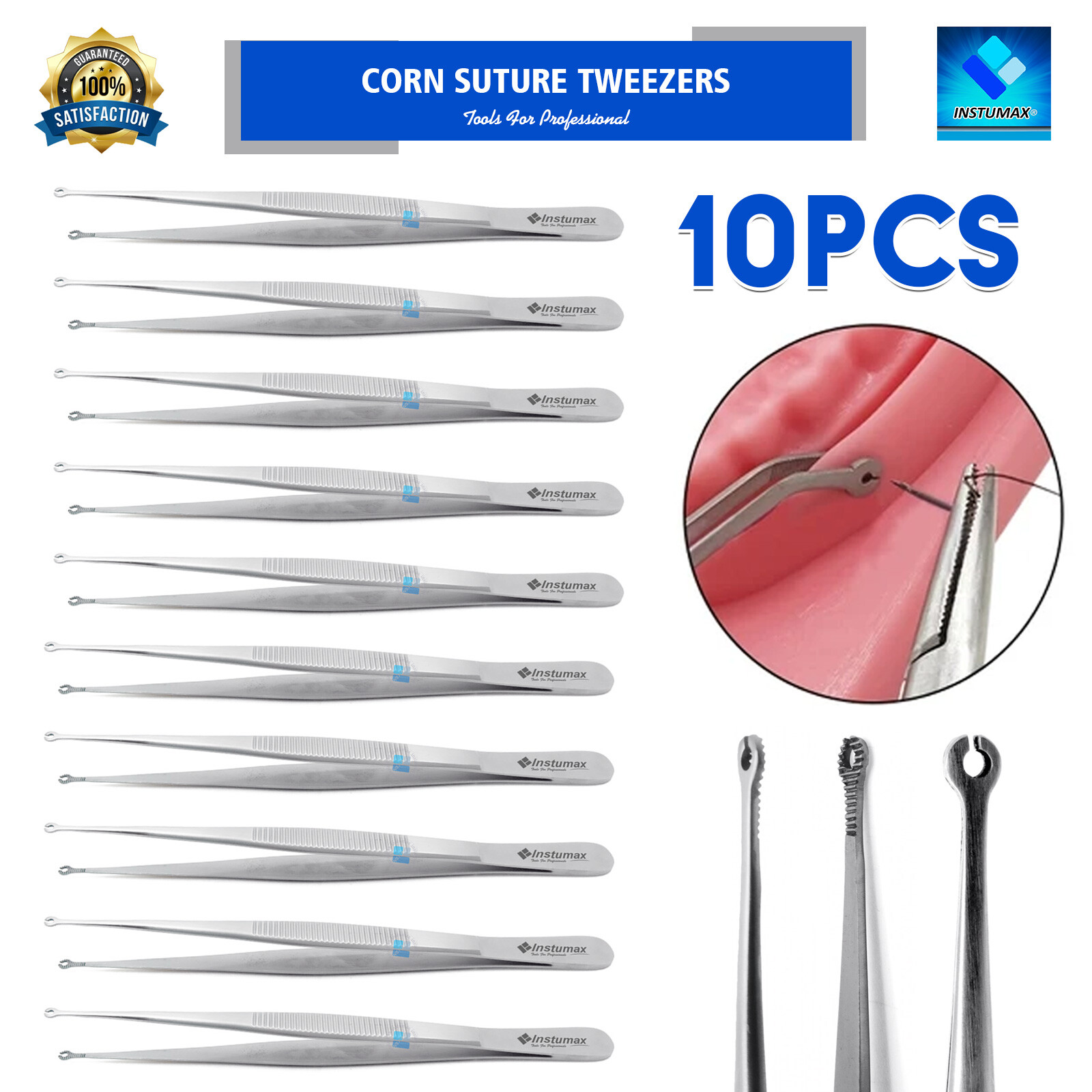 Dental Corn Suture Plier Straight Tissue Procedure Tweezer Surgical Forceps