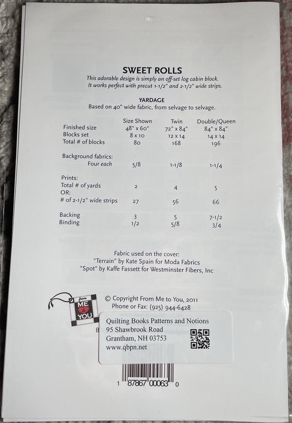 Sweet Rolls Quilt Pattern by From Me To You 2011