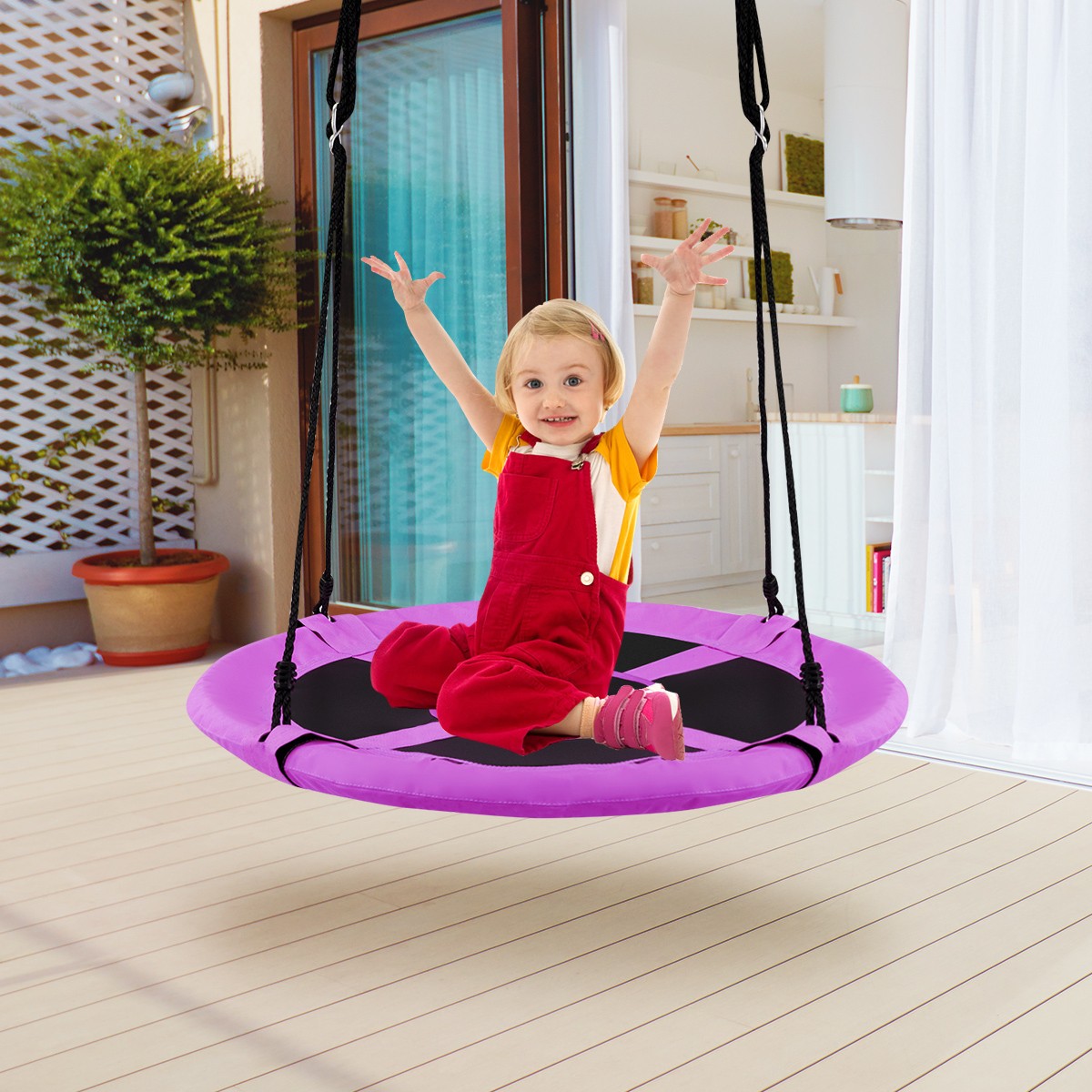 40" Flying Saucer Tree Swing Home Outdoor Play Set Kids Children Gift Purple