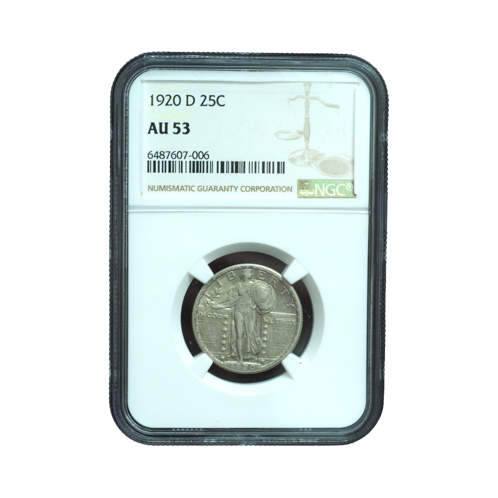 1920-D Standing Liberty Quarter NGC AU53 Superb Strike *JE