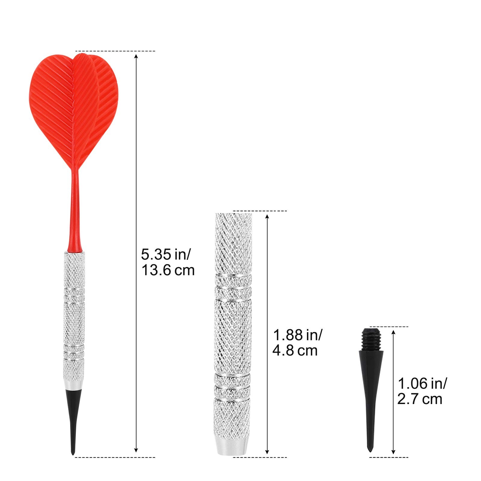 Accmor 12 Pack Soft Tip Darts, Bar Dart, Plastic Darts Set, Attach silver