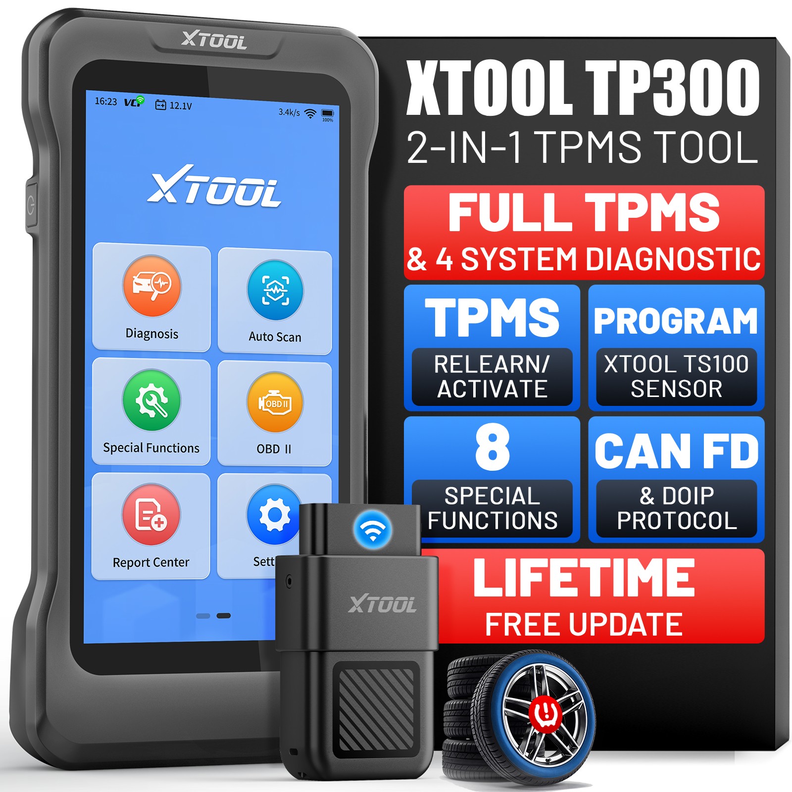 XTOOL TP300 TPMS Sensor Relearn TS100 Programming Tool Auto Diagnostic Scanner