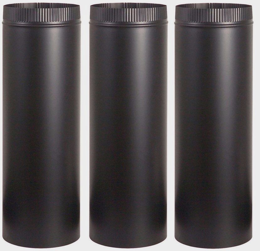 3 IMPERIAL BM0111 6" Dia. x 24" Long BLACK STOVE PIPE 24 Gauge Single Wall Steel