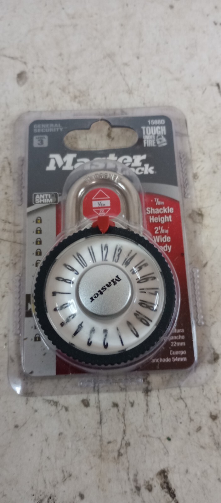 MASTER 1588D LARGE MAGNIFIED NUMBER COMBINATION LOCKER PADLOCK SILVER