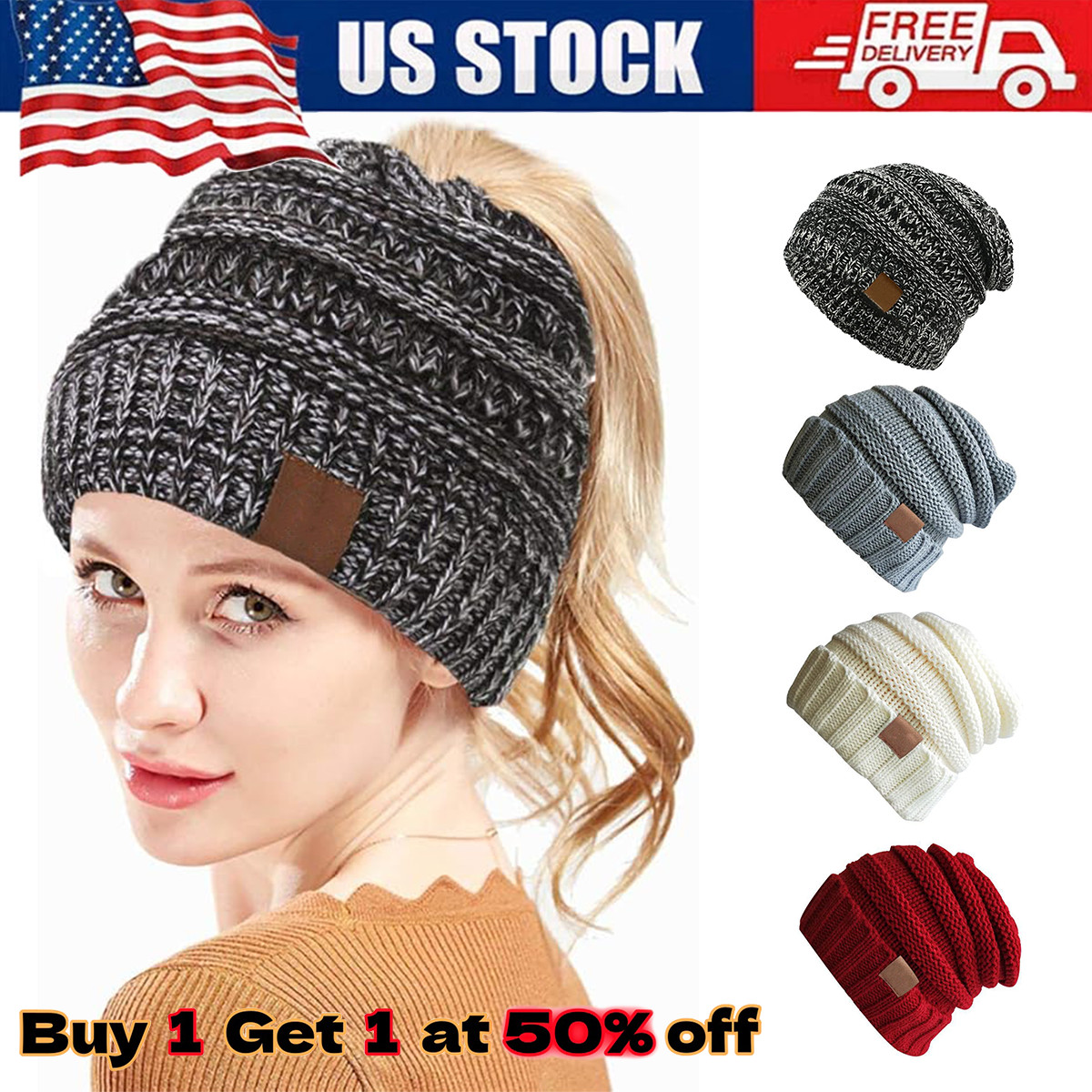 Beanie Hat Women Men Plain Knit Ski Caps Warm Slouchy Baggy Skull Spring Winter