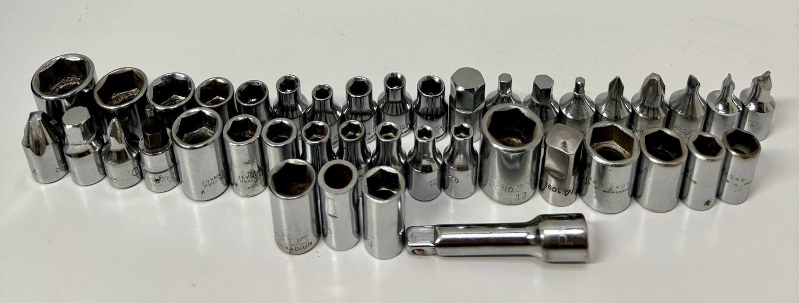 Vintage Chrom-Vanadium 1/4” Drive Shallow Metric Sockets Lot Of 41 Elora Proxxon