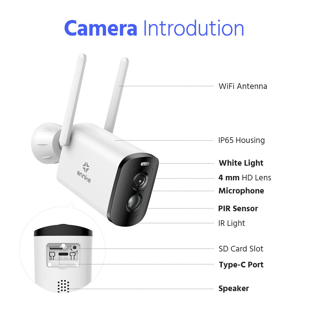 ANNKE Wireless 4MP Security Camera Solar Panel Two-Way Audio Color Night Vision