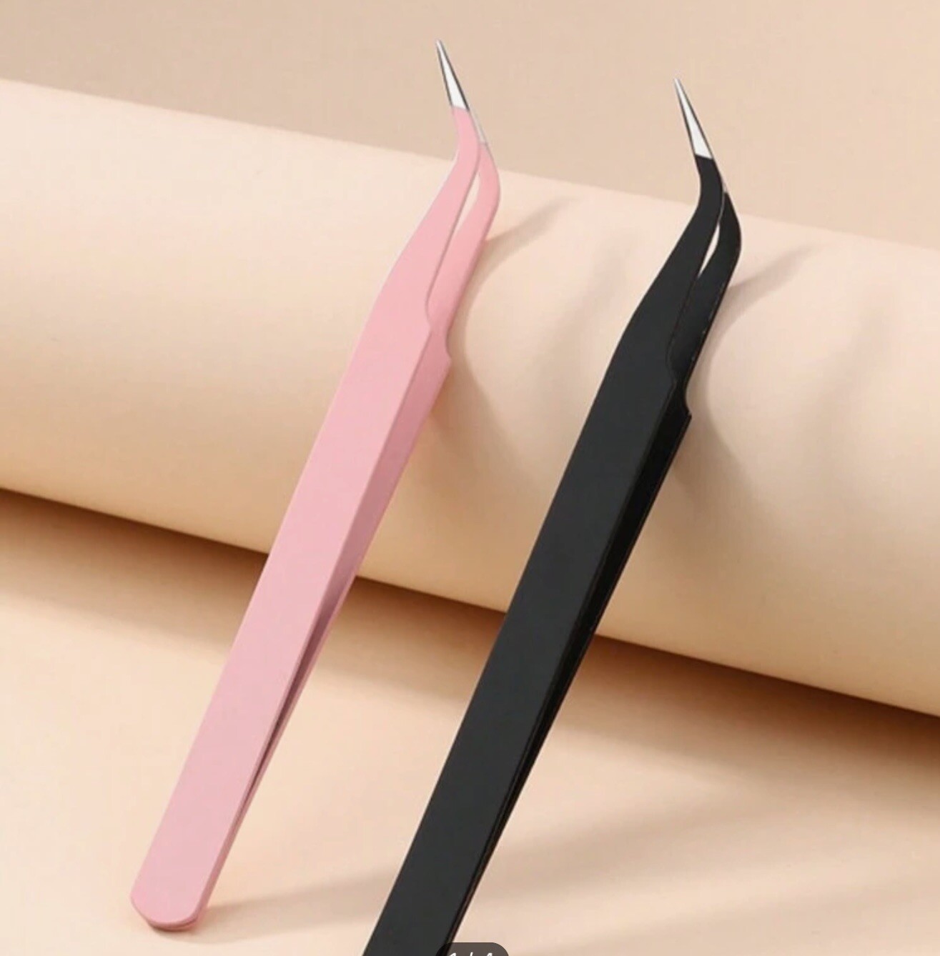 2 Pcs Black Powder False Eyelashes Tweezers Tool  Clip