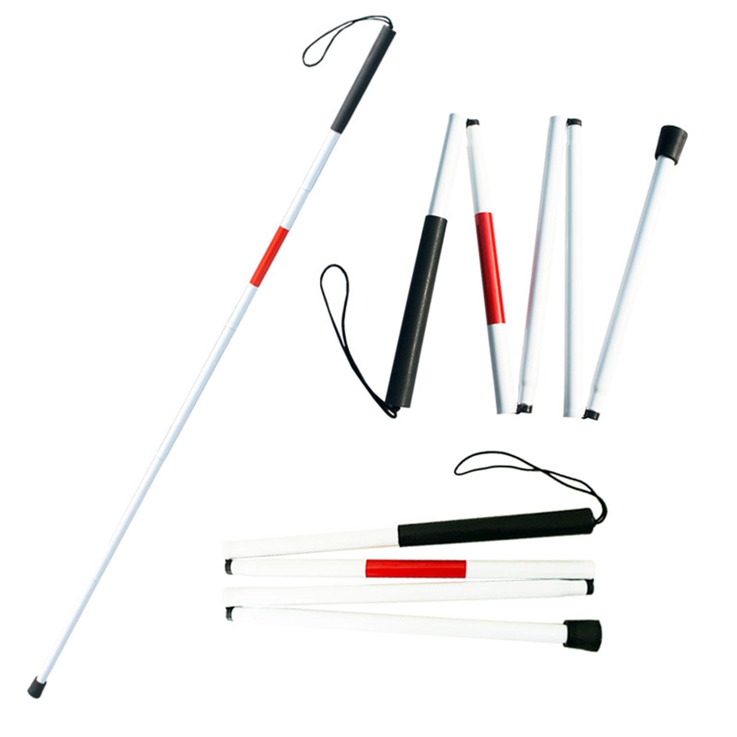QISEQIRO Folding Aluminum Walking Cane Stick Reflective Red for The WHITE