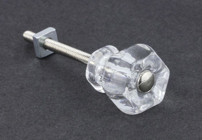 1" Antique Glass Knob Clear