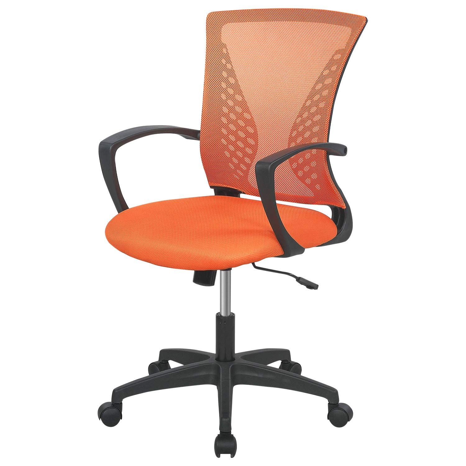 Ergonomic Mesh Office Chair with Lumbar Support & Armrests - Orange