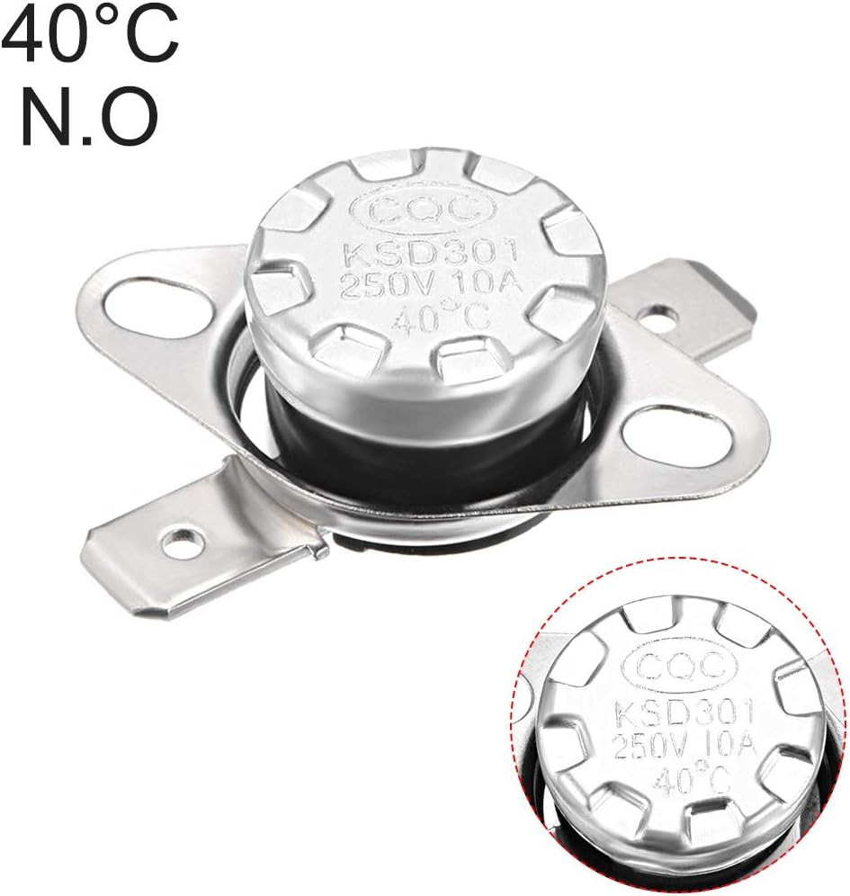 KSD301 Thermostat 40°C/104°F 10A Normally Open N.O Adjust Snap Disc Temperatu...