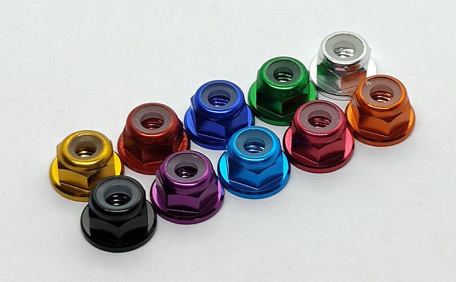 NEW RC M4 Nylon Wheel Lock Nuts Hex Flange Aluminum x5 Ships FREE from US SELLER