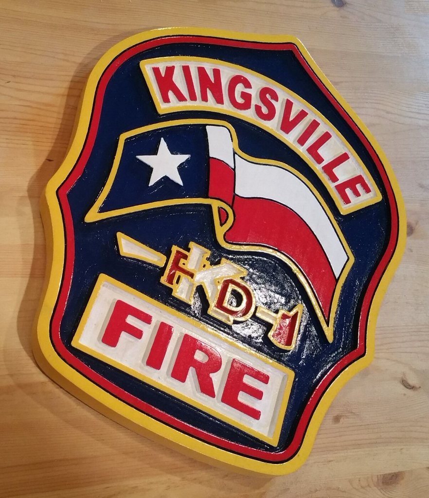 Fire Department Kingsville 3D routed wood award patch plaque sign Custom