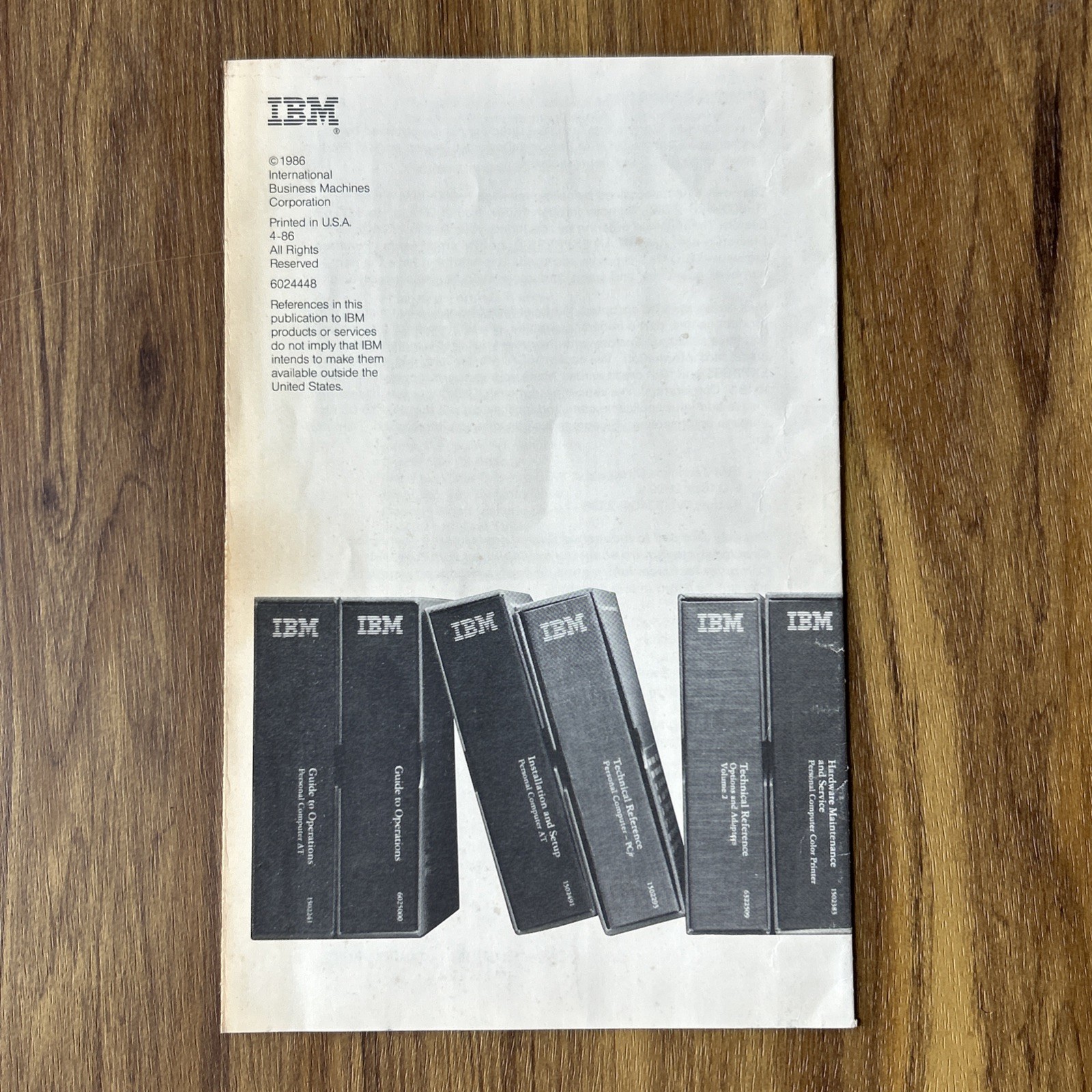 IBM Personal Computer XT Model 286 Technical Hardware Reference Manual 68X2210
