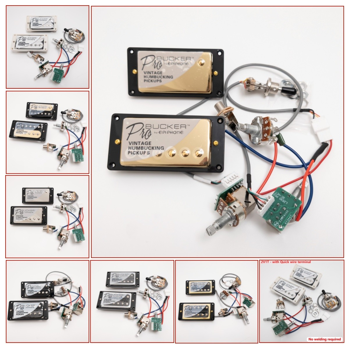 ProBucker Guitar Alnico 5 Humbucker Pickup 4C with 2V1T Push Pull Wiring Harness