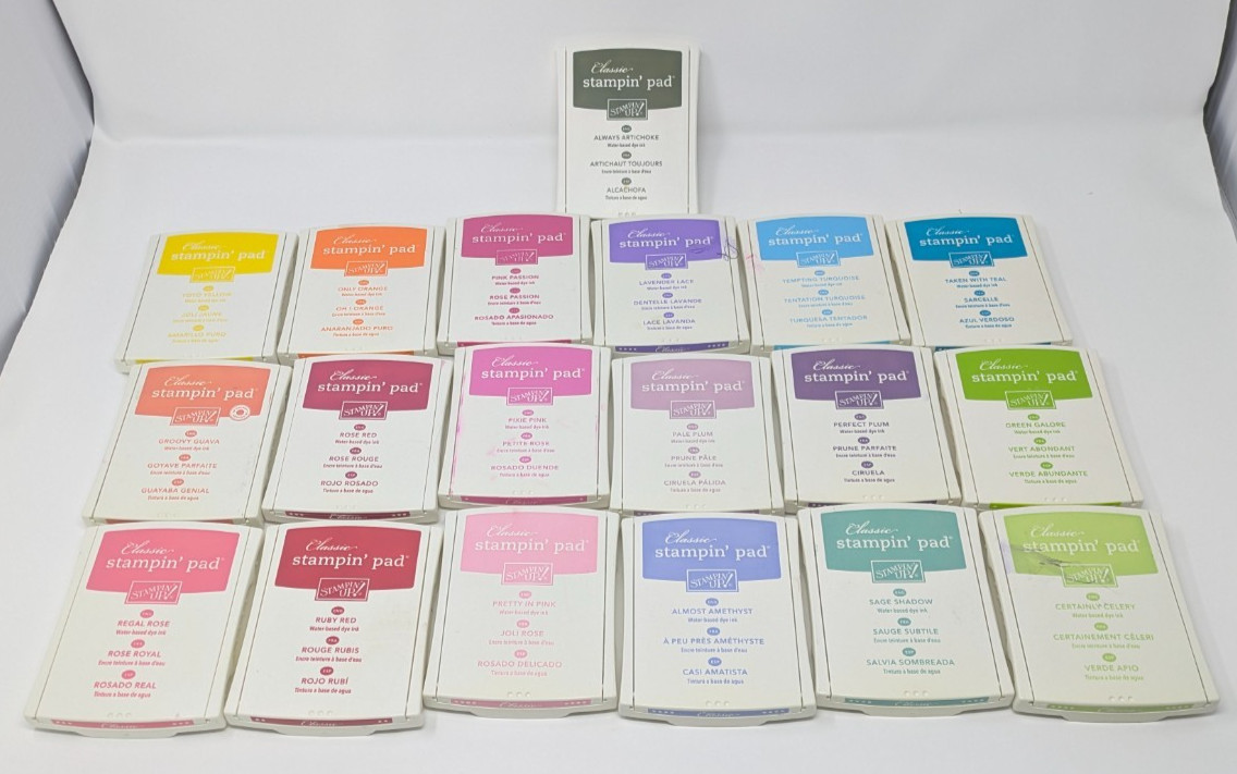 Stampin Up Ink Pads Lot 19 Retired Colors Celery Teal Plum Pink Red Craft