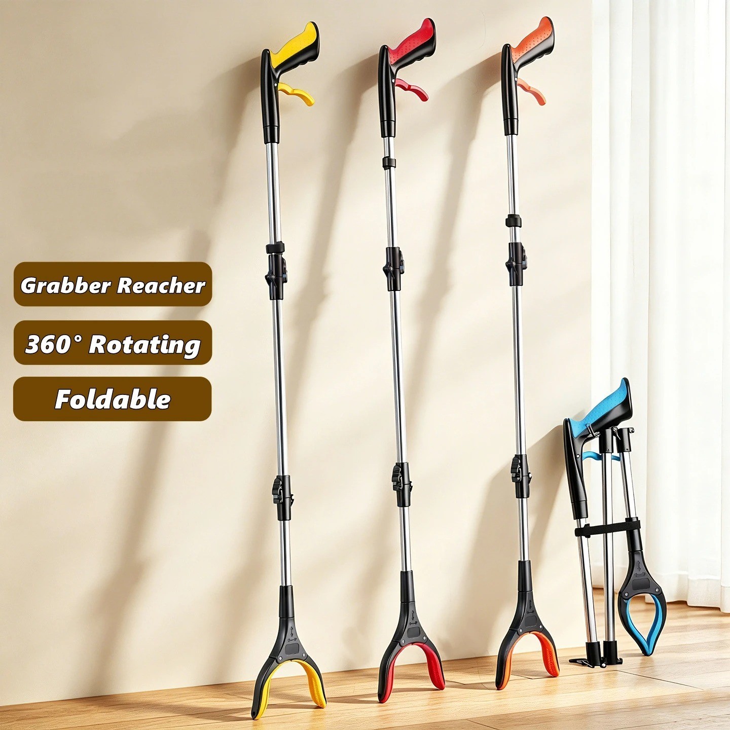 Foldable Grabber Reacher Tool Long Handle Pickup Stick with Magnet