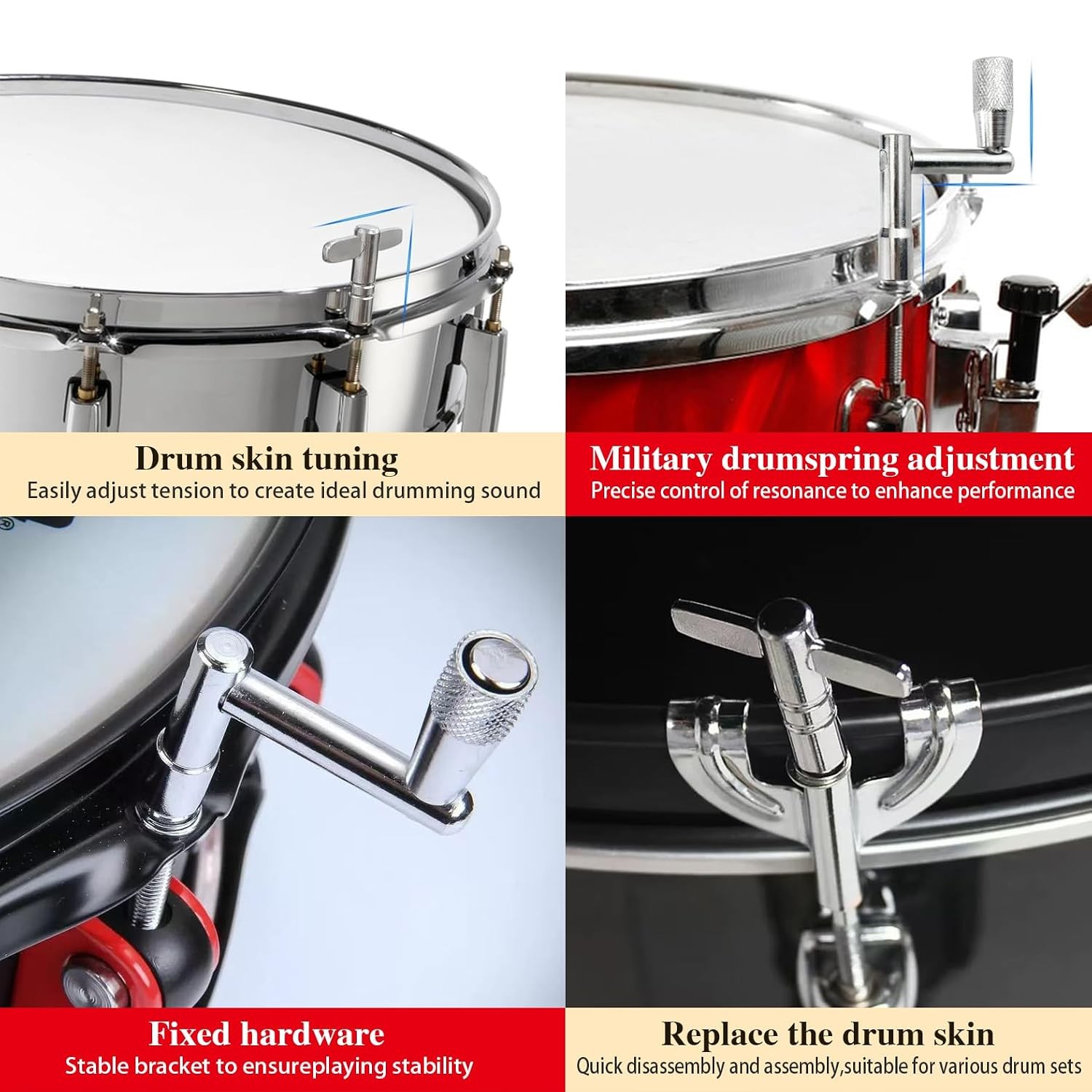 4PCS Drum Keys, Universal Drum Tuner with Continuous Standard Motion Speed Key,